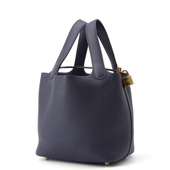 HERMES Picotin Lock Size PM Taurillon Clemence Blue Nuit - Picture 2 of 8